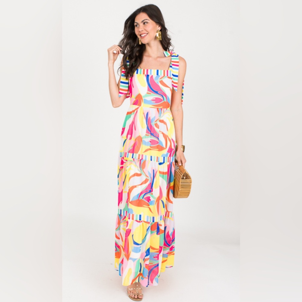 fab'rik Multicolor Abstract Maxi Dress